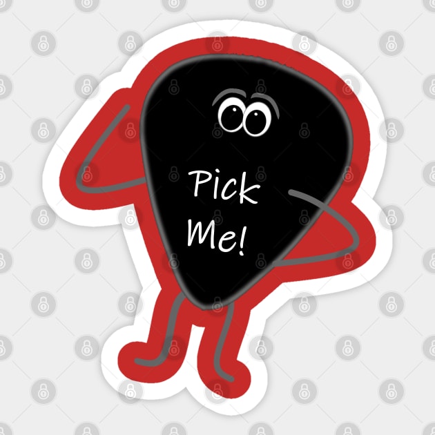 Funny Guitar Pick "Pick Me!" Sticker by Timeforplay